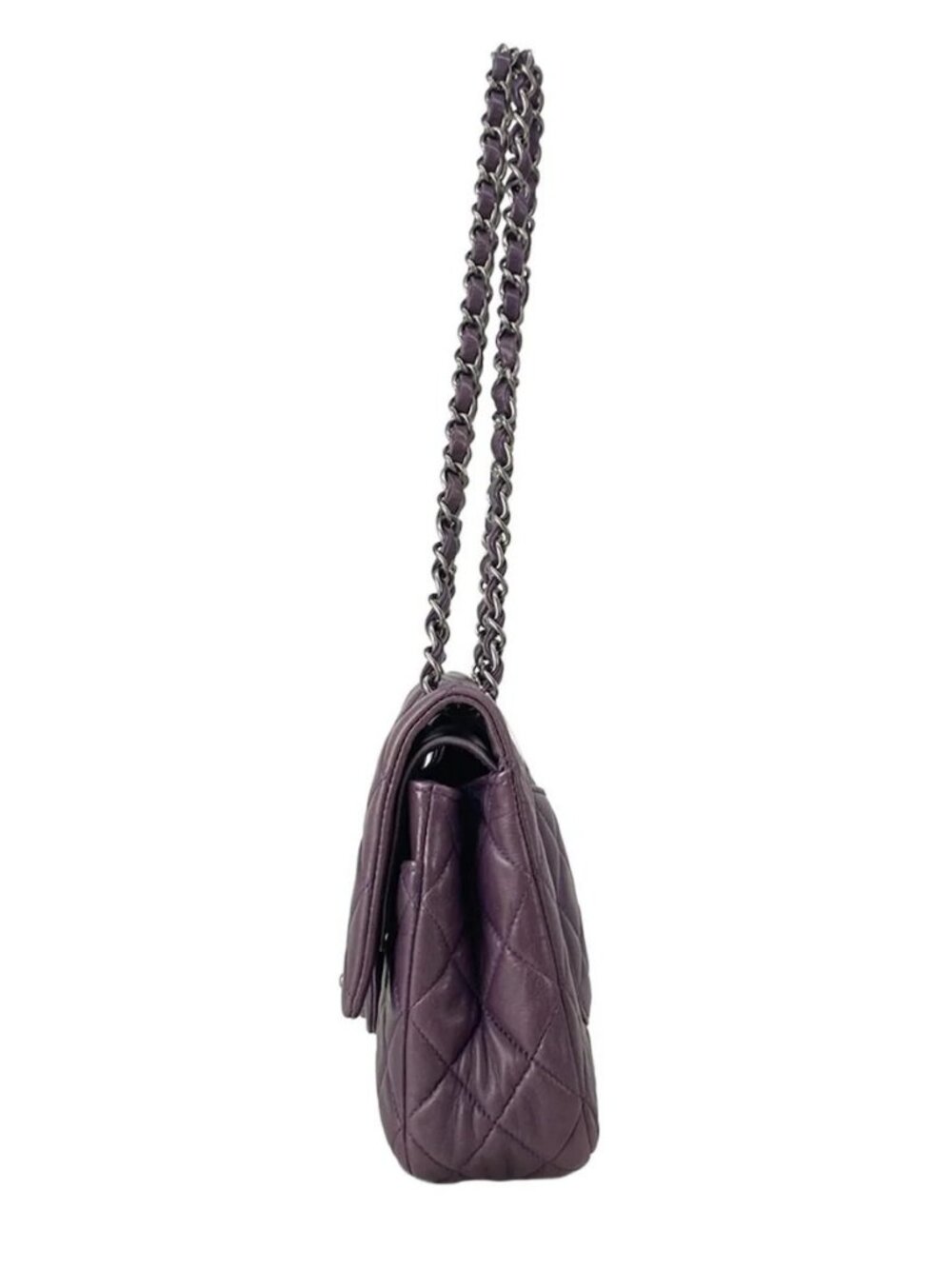 CHANEL Double Flap Matelasse A01112 Purple Lambskin Shoulder Bag - Picture 2 of 16